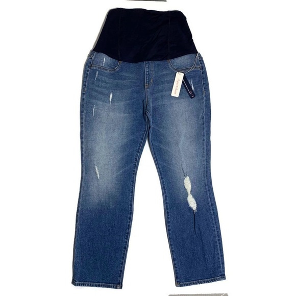 NEW Ingrid and Isabel Mia boyfriend cross panel maternity jeans - Picture 4 of 10